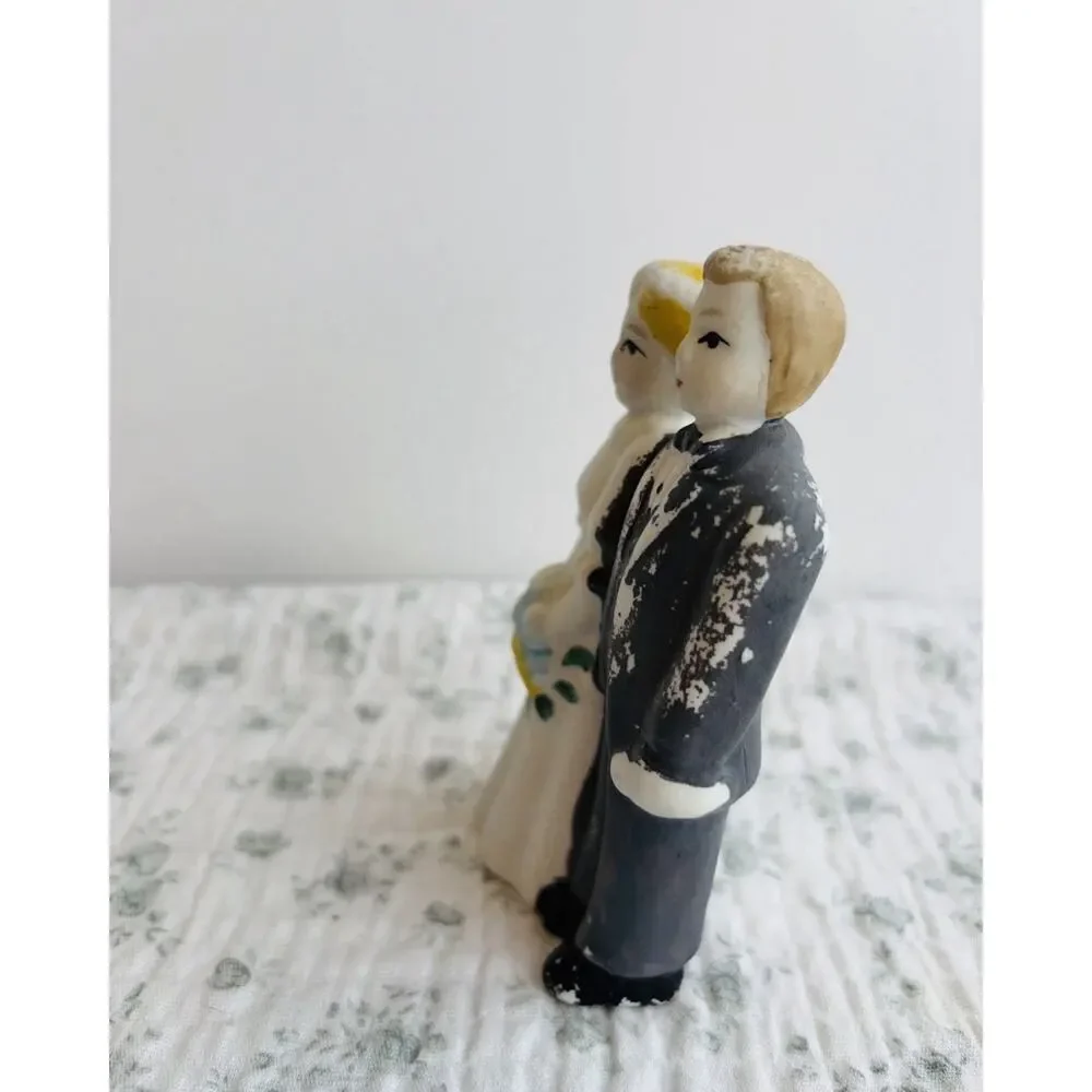 Vintage Porcelain Bride and Groom Wedding Cake Topper
